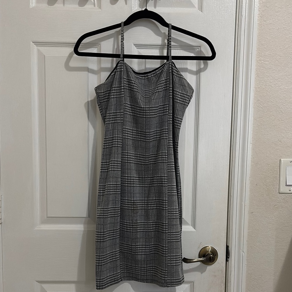 Stylish Gray Plaid Women's Dress